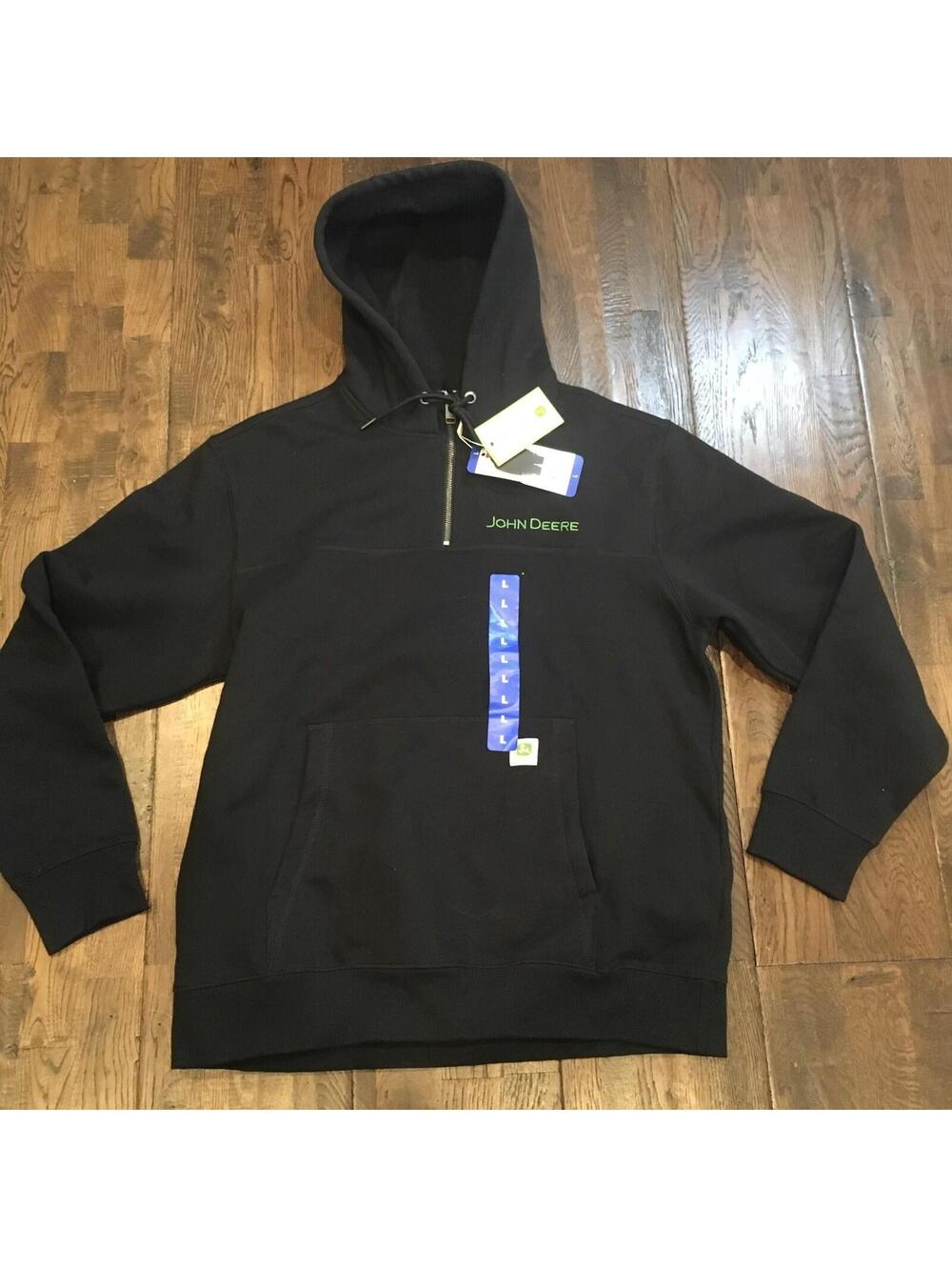 John Deere Men's Quarter Zip Hoodie Heavyweight Cotton Size Large New with Tags
